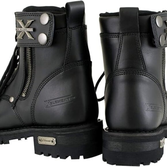 Xelement 2505 Women's Righteous Black Leather Zippered Motorcycle Boots - 6.5 - Picture 2 of 4